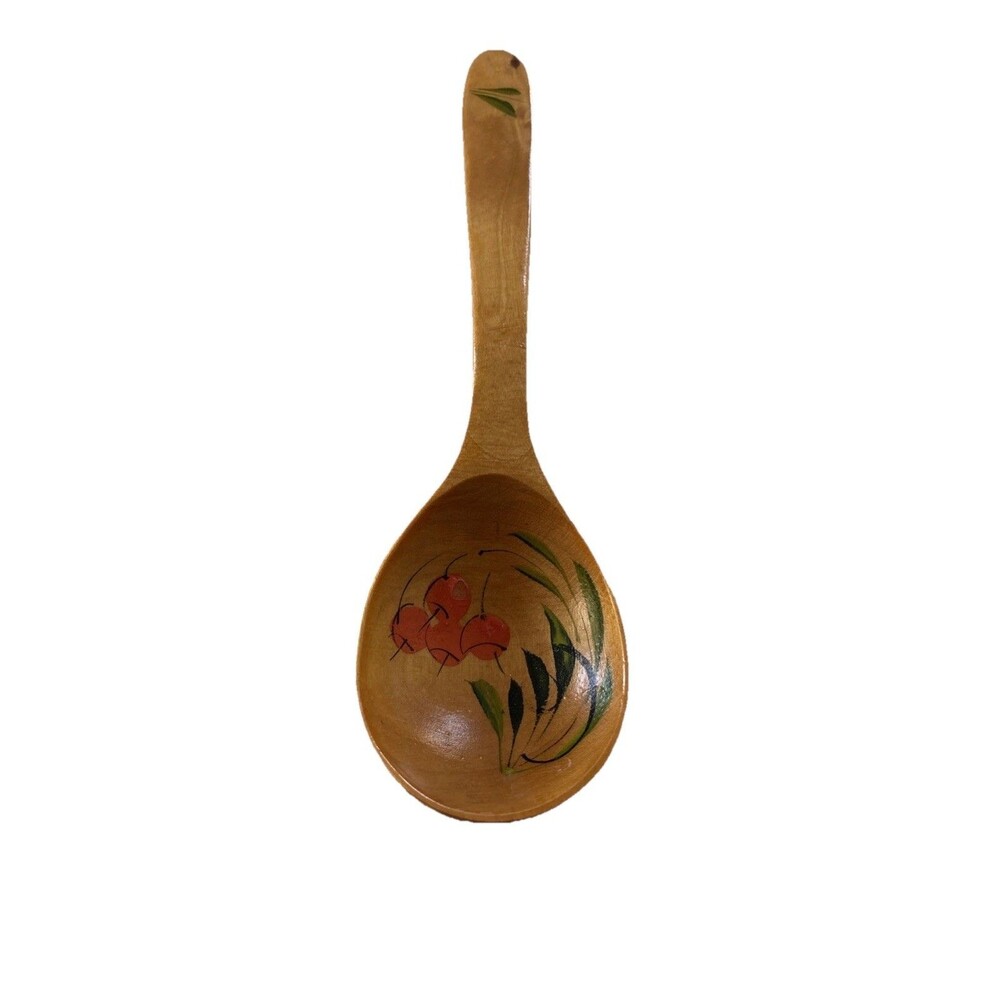 Hand Painted Wooden Spoon Eastern Europe Folk Art Design Decoration Vintage
